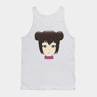 ANIME DRAWINGS DARK HAIR GIRL RED HEAD GREEN EYES DESIGN Tank Top